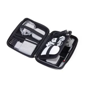 Troika Travel Case Organizer Tas - voor Kabels, adapters en opladers, cosmetische, Zwart