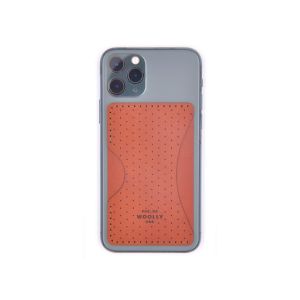 Woolly Made Stick-On Pasjeshouder telefoon Geperforeerd leer